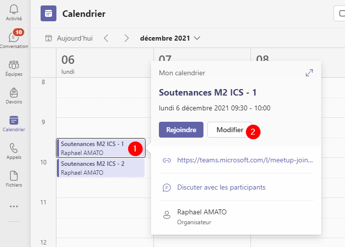 Modifier la conférence