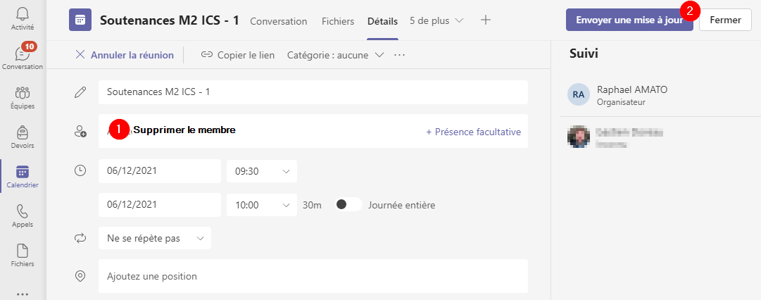 Supprimer le membre obligatoire