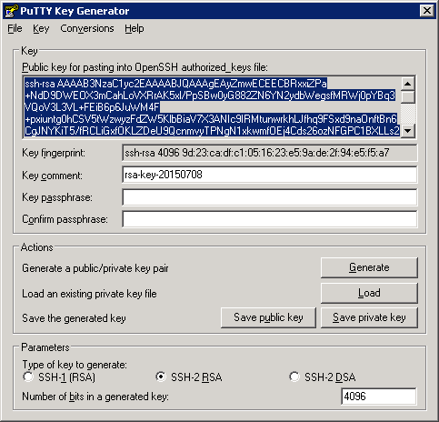 Copie de la clé publique